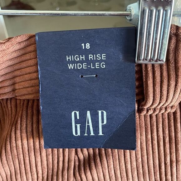 Gap Pants Women’s Sz 18 Wide Wale Corduroy Wide Leg Pleated Brown High Waist NWT - Picture 6 of 9